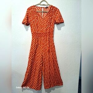 Orange Floral Jumpsuit